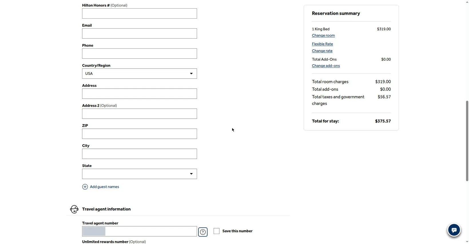 Travel agent information section at checkout: Travel agent number filled with the agency number shown in your account, Save this number checkbox beside it